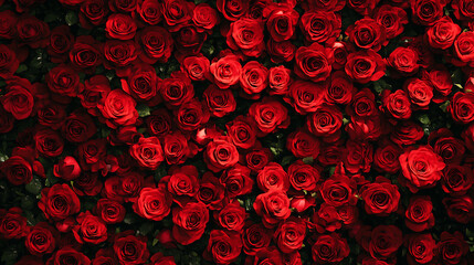 Aufkleber - Natural fresh red roses flowers pattern wallpaper top view Red rose flower wall background 