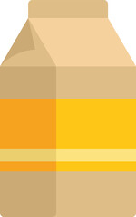 Poster - closed cardboard packaging box with yellow label for juice or milk isolated on white background