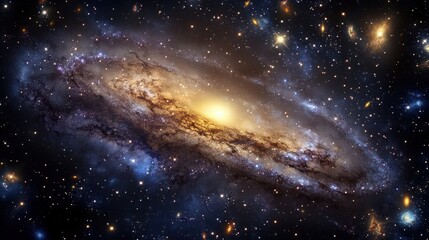 Desktop wallpaper featuring a digital galaxy with stars and nebulae in deep space