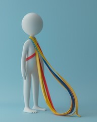 Sticker - A figure wrapped in colorful ribbons. AI.