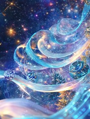 Aufkleber - A dazzling array of colors and patterns depict the spirit of New Year's Eve, featuring festive decorations and a celestial backdrop. Generative AI