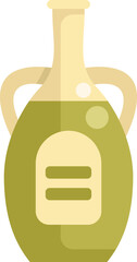 Poster - green glass bottle with handles containing olive oil, isolated on white background