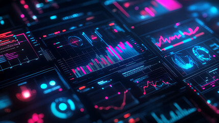 Aufkleber - Representation of data analytics charts graphs and data driven insights emerging from a sea of information