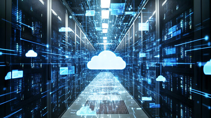 Poster - Cloud computing transfer big data on internet futuristic digital technology 