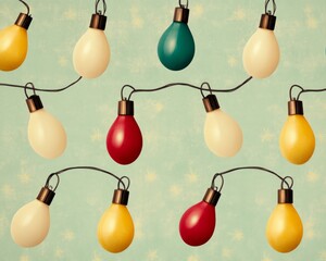 Wall Mural - Colorful decorative lights on a light blue background.