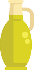 Poster - green glass bottle with handle containing olive oil on a white background