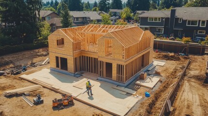 house under construction aerial view