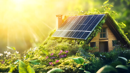Aufkleber - solar energy roof and nature