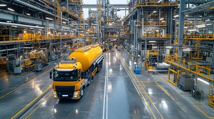 Aufkleber - Seamless Fuel Logistics Tanker Truck Integrated with Refinery Loading System Showcasing the Coordination of Industrial Machinery and Precision in Energy Supply Chain