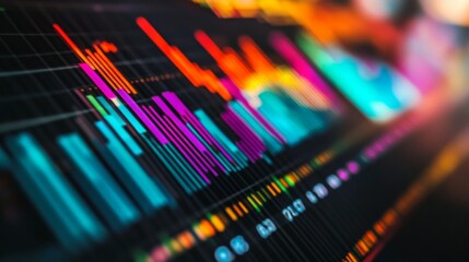 Colorful Data Visualization of Bar Graphs and Lines