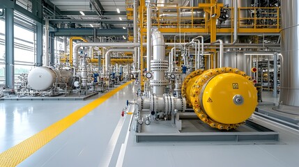 Poster - Close up view of a distillation tower its sleek industrial lines reflecting the precision of fuel refining with metallic surfaces gleaming under the sunlight