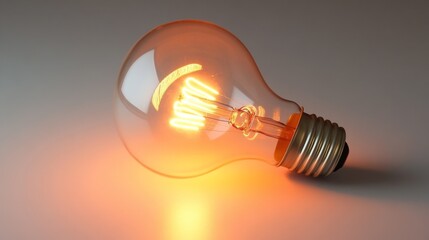 Poster - Glowing Vintage Light Bulb on Neutral Background