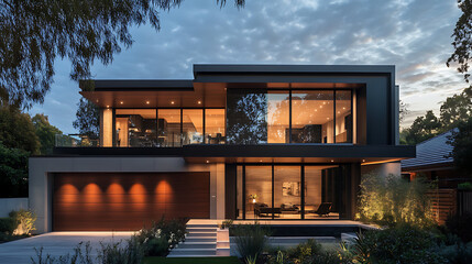 Aufkleber - modern house design with a bold and refined facade a warm color palette and great attention to detail