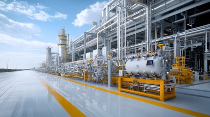 Leinwandbilder - Cutting edge gas processing facility featuring futuristic design elements and digital control systems showcasing advanced technology driving seamless and efficient