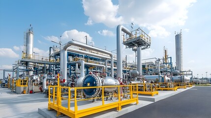 Poster - Cutting edge futuristic gas processing facility featuring a sleek modern design advanced digital systems