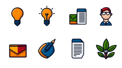 Fototapete - Comprehensive icon set featuring sleek line style icons for data visualization statistical analysis optimization and digital reporting solutions  Designed for business finance