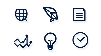 Fototapete - Collection of line style web icons representing statistics optimization and data analysis concepts ideal for use in modern app and software designs on a crisp white background  These simple