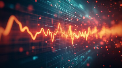 Poster - vibrant abstract sound wave with digital elements