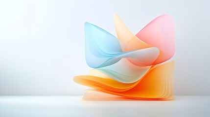 Aufkleber - Minimalist abstract composition featuring smooth flowing lines and soft gradient hues that capture the essence of motion and simplicity in design
