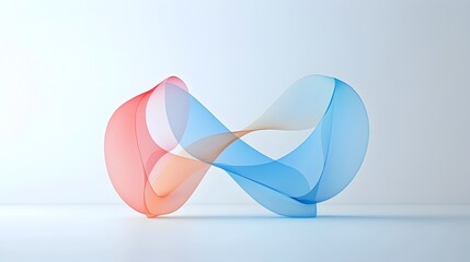 Aufkleber - Smooth wave like abstract curves with soft flowing gradients portraying a sense of fluid motion and harmony  This minimalist contemporary background design creates a clean sophisticated