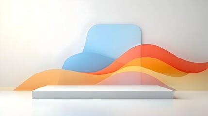 Poster - Serene abstract background with smooth wave like curves and soft harmonious gradients creating a clean minimalist and visually captivating digital art piece