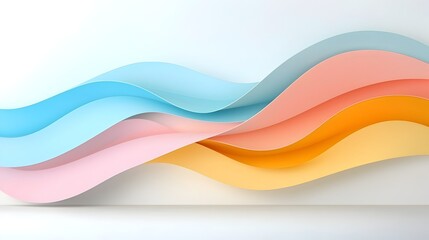 Fototapete - Graceful arcs and soft gradient layers flow together in a seamless abstract background invoking a sense of motion and sleek minimalist design