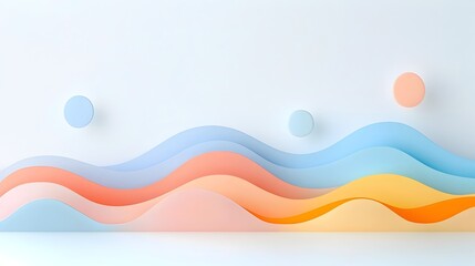 Fototapete - Graceful arcs and soft gradient layers flow together in a seamless abstract background invoking motion in a sleek minimalist design