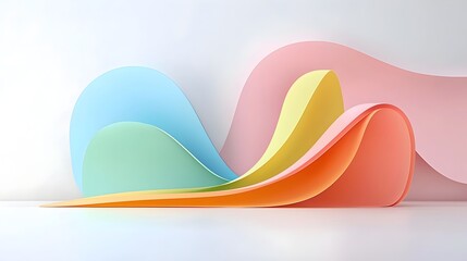 Fototapete - Captivating abstract background with soft gradient layers and flowing graceful arcs creating a sense of fluid motion and a clean minimalist aesthetic
