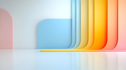 Fototapete - Sleek abstract background featuring curved arcs and gradient layers that merge together reflecting a sense of motion simplicity and modern design aesthetic