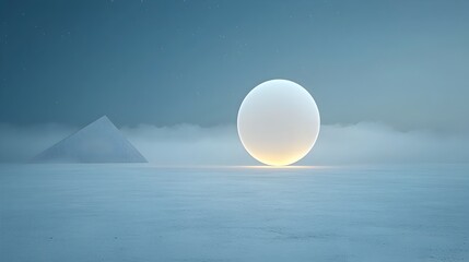Leinwandbilder - Radiant orb glowing softly within a misty atmospheric cosmic landscape invoking a sense of motion mystery and minimalist abstract beauty