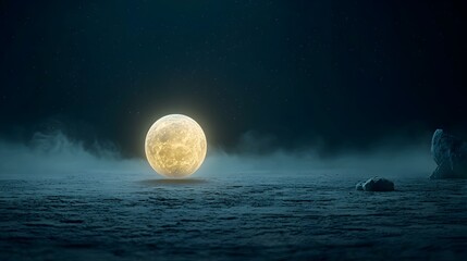Leinwandbilder - Glowing luminous orb emitting soft radiant light and gentle motion set against a mystical cosmic mist backdrop  This minimalist abstract digital creates a serene