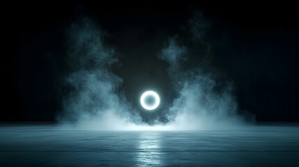 Leinwandbilder - Glowing cosmic orb enveloped in a swirling ethereal mist capturing a sense of movement mystery and tranquility in a sleek minimalist abstract design