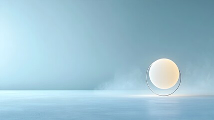 Leinwandbilder - Radiant orb suspended in a misty atmospheric cosmic background invoking a sense of fluid motion and modern minimalist design  This digital artwork blends light space