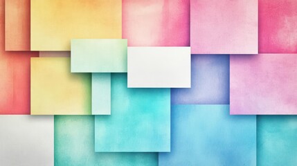 Poster - Rectangular gradient blocks on a modern geometric flat design background, front view, retro theme, watercolor style, Splitcomplementary color scheme