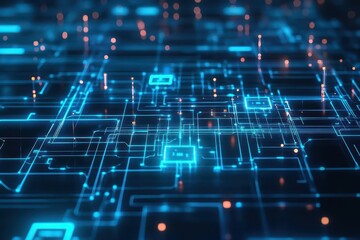 Poster - Holographic smart grid, glowing blue circuits, futuristic renewable energy network