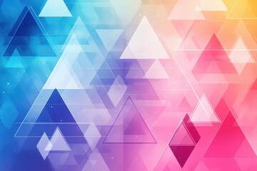 Poster - Gradient triangles on a dynamic geometric background, front view, space theme, watercolor style, Splitcomplementary color scheme
