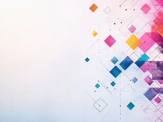 Poster - Gradient diamonds scattered over a geometric flat design background, side view, futuristic theme, watercolor style, Splitcomplementary color scheme