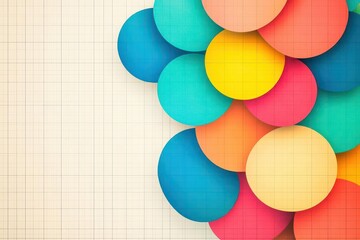 Leinwandbilder - Gradient ellipses arranged on a geometric grid background, front view, artistic theme, cartoon drawing, vivid colors