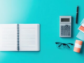 Poster - Empty bank ledger with negative balance, flat design, front view, budgeting failure theme, water color, Splitcomplementary color scheme
