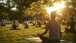 © Sasint - People attending a community yoga class in a park, highlighting wellness and collective participation