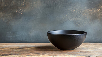 Poster - black bowl isolated on a wooden table