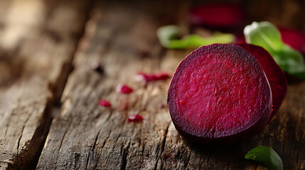 Poster - beetroot slice isolated on a wooden table