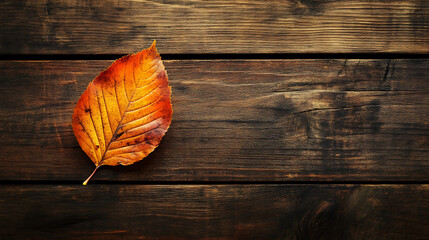 Aufkleber - autumn leaf isolated on a wooden table