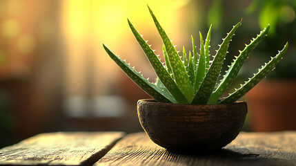 Aufkleber - aloe vera isolated on a wooden table