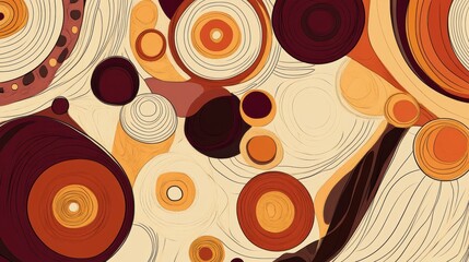 Poster - This vibrant doodle design showcases retro-inspired shapes with warm tones and intricate vintage patterns reminiscent of the 70s and 80s. Generative AI