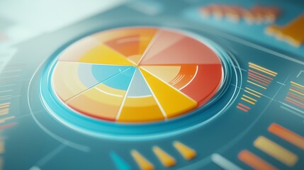 Poster - colorful pie chart on digital dashboard background