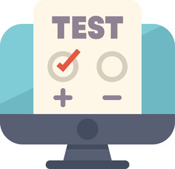 Poster - online test with checkmark and answer options displayed on a computer screen, representing online ed