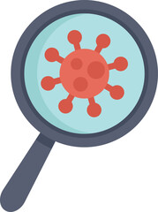 Poster - Magnifying glass is detecting a coronavirus molecule, a perfect visual for virus research and pandemic related topics