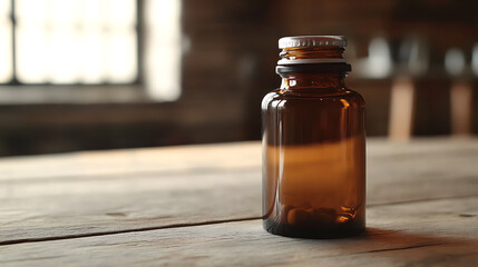 Poster - Medicine bottle isolated on a wooden table