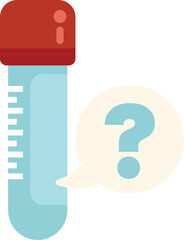 Poster - medical test tube with a red cap is shown next to a question mark, representing a scientific mystery